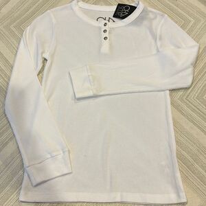 Chaser Boys White Thermal Henley Long Sleeve T-Shirt
